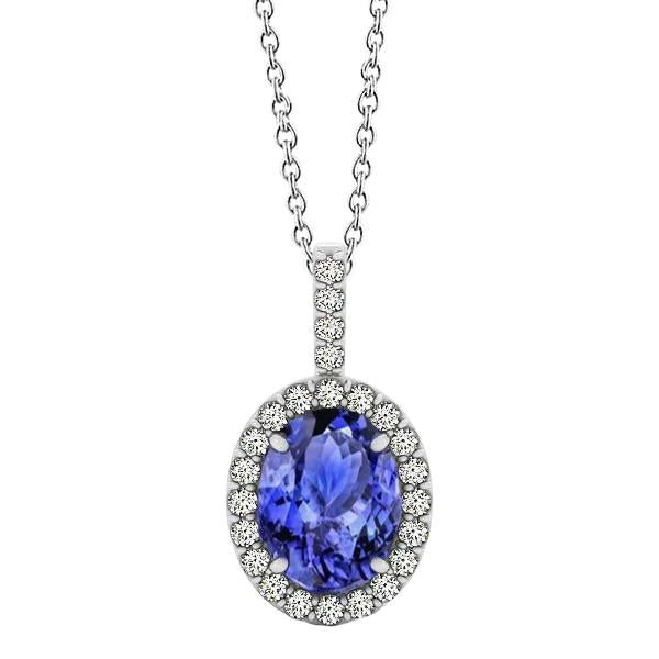 Ciondolo da donna con diamanti tanzanite blu 16,50 ct oro bianco 14 carati - harrychadent.it