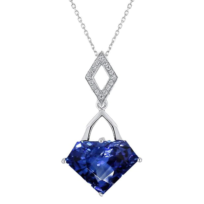Ciondolo fantasia con zaffiro blu a taglio speciale di diamanti con catena 3,75 carati - harrychadent.it