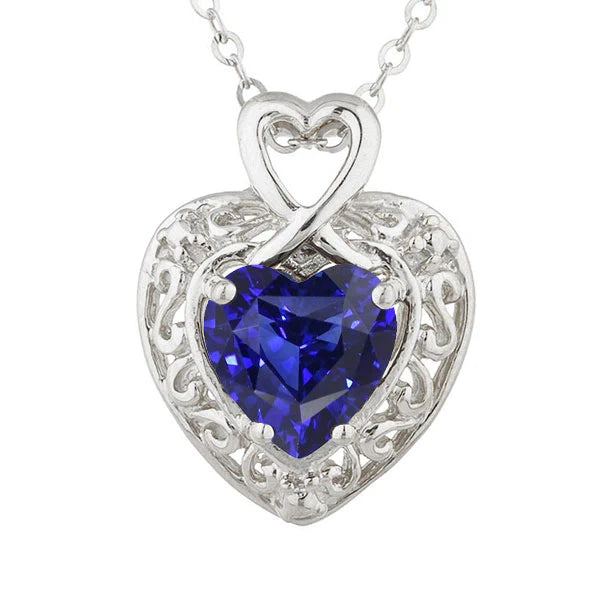 Ciondolo fantasia cuore zaffiro dello Sri Lanka stile vintage oro 2 carati - harrychadent.it
