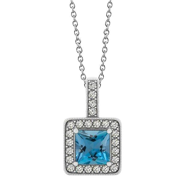 Ciondolo in oro bianco 14K con acquamarina e diamanti da 4,75 ct - harrychadent.it
