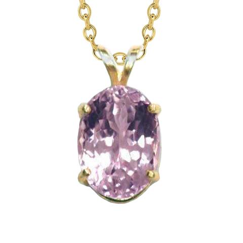 Ciondolo in pietra preziosa Kunzite rosa taglio ovale grande 20 carati in oro giallo 14K - harrychadent.it