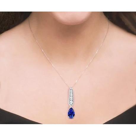 Ciondolo in pietra preziosa da donna con taglio a pera in zaffiro blu 5.50 carati Nuovo - harrychadent.it