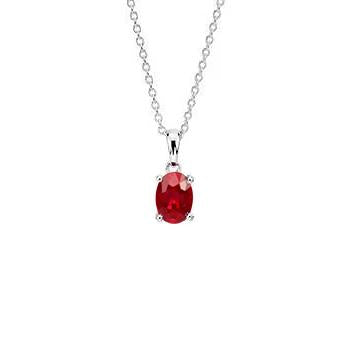 Ciondolo in pietra preziosa rossa rubino taglio ovale in oro bianco 14K da donna 3 carati - harrychadent.it