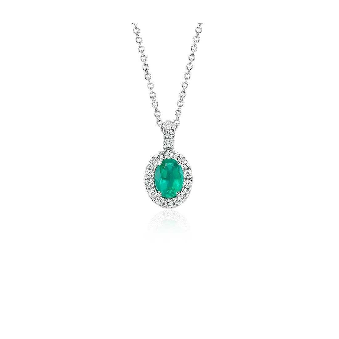 Ciondolo in pietra preziosa verde smeraldo e diamante con catena 6.50 carati - harrychadent.it