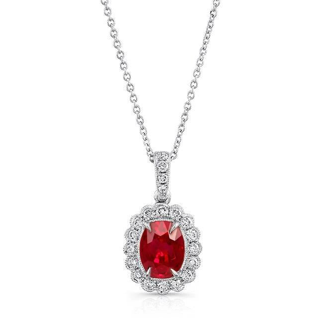 Ciondolo per collana con artigli d'aquila in rubino rosso 3,30 ct. Oro bianco 14K