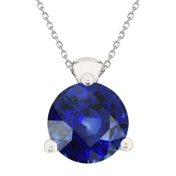 Ciondolo solitario rotondo con zaffiro blu 3 griffe Set gioielli 5 carati - harrychadent.it