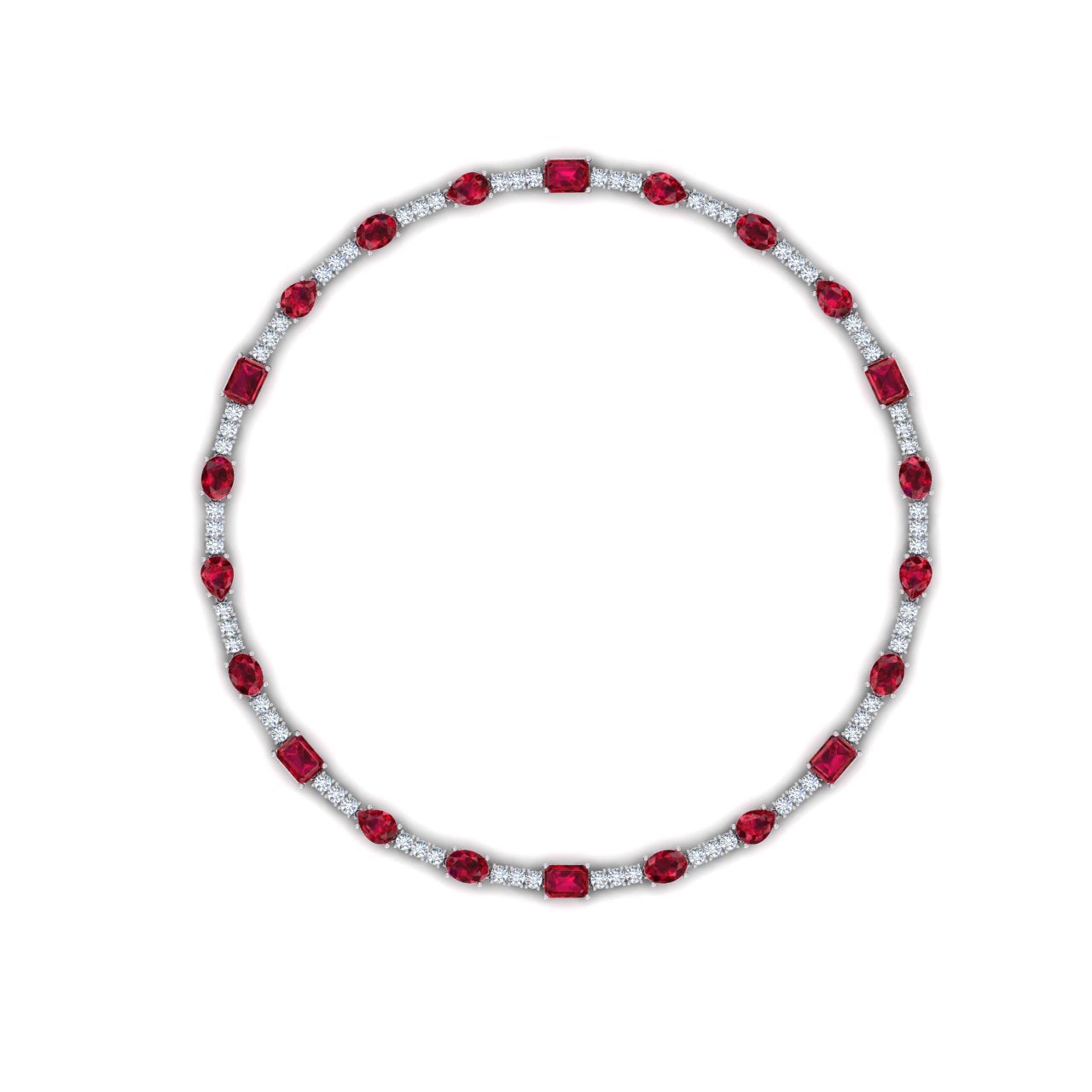 Collana Di diamanti con Rubini Rossi Gioielli Da 46,50 ct