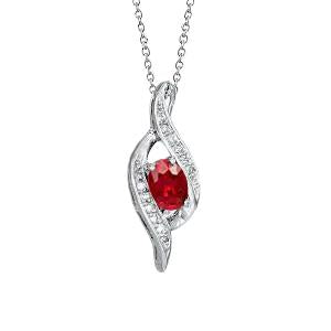 Collana Donna Pendente 1,70 Carati Rubino Con Diamanti Oro Bianco 14K - harrychadent.it