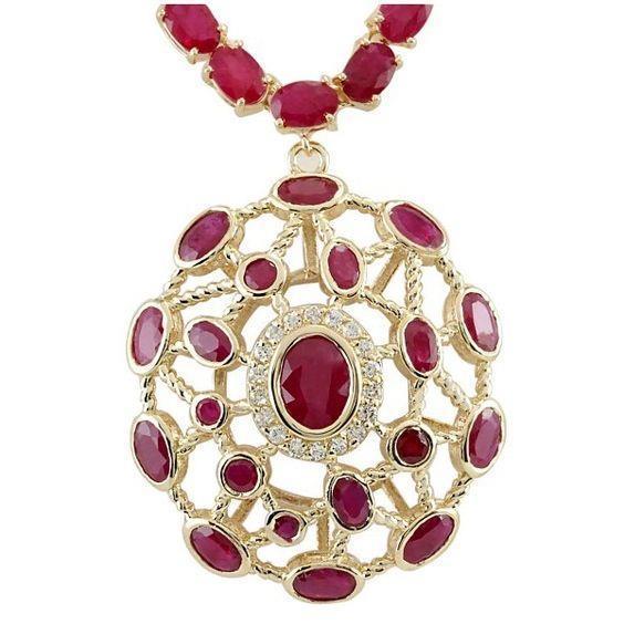 Collana Donna Rubino E Diamanti 52,25 Carati Oro Giallo 14K - harrychadent.it