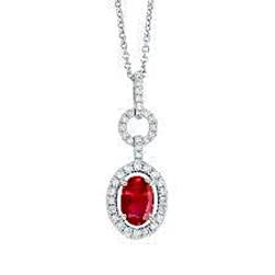 Collana Pendente 3 Carati Rubino Rosso E Diamanti Oro 14K Bianco - harrychadent.it