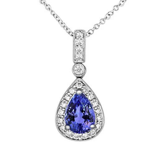 Collana Pendente New Pera Tanzanite E Diamanti 6.08 Carati - harrychadent.it