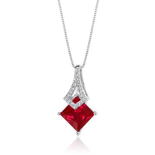Collana Pendente Oro Bianco 14K Rubino 4.50 Ct E Diamanti - harrychadent.it