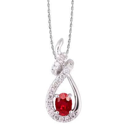 Collana Pendente Oro Bianco 2.70 Ct Rubino Rosso E Diamanti - harrychadent.it