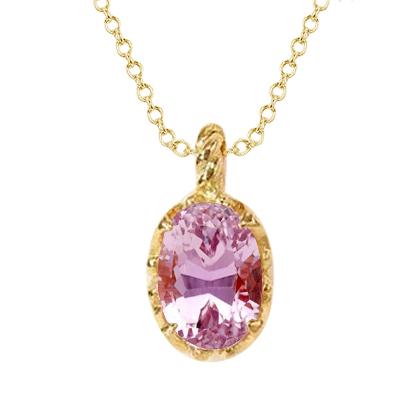 Collana Pendente Solitario 25 Carati Kunzite Rosa Oro Giallo 14K - harrychadent.it
