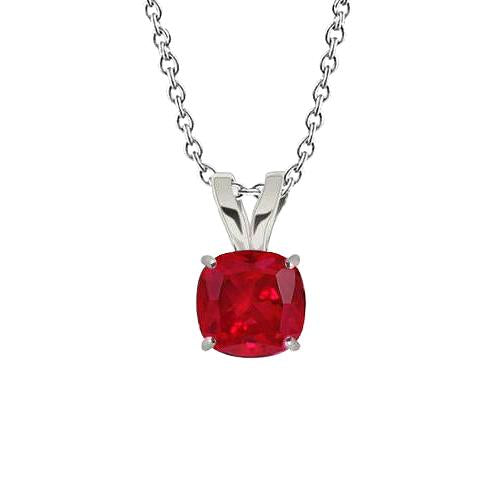 Collana Pendente Solitario in oro bianco con catena e rubino rosso da 3.50 ct - harrychadent.it