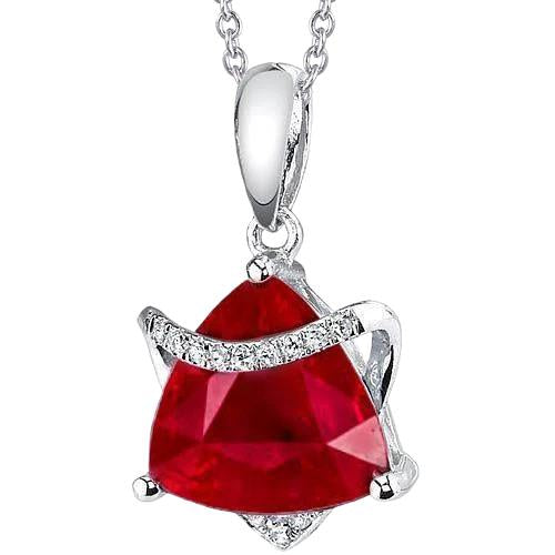Collana Pendente Trilioni E Taglio rotondo 6.30 Ct. Rubino Con Diamanti - harrychadent.it