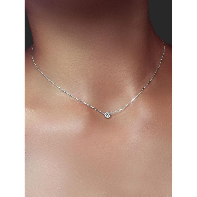 Collana Pendente da donna in oro bianco 14K con diamanti rotondi 0,75 carati- harrychadent.it