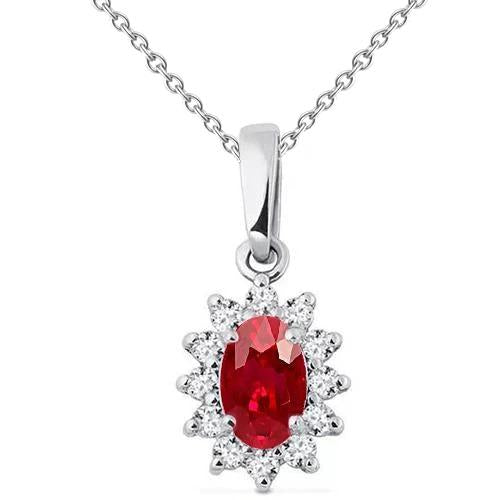Collana Pendente in oro 14K con rubini rossi e diamanti da 6.25 ct con catena - harrychadent.it