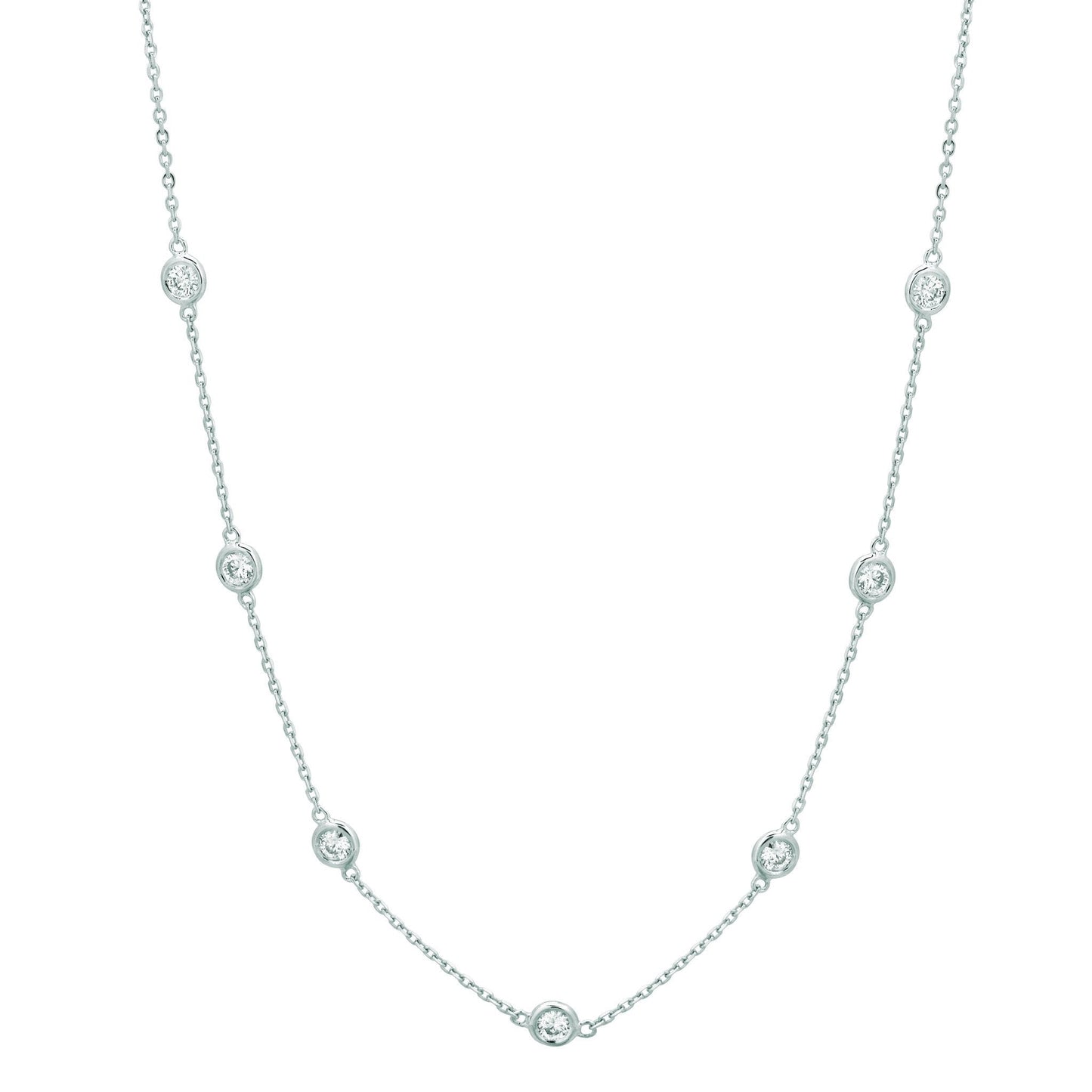 Collana a catena a metà giro con diamanti 1.50 carati in oro bianco 14 carati - harrychadent.it
