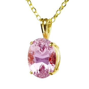 Collana con ciondolo Kunzite rosa grande in oro giallo 14K 34 carati Novità - harrychadent.it
