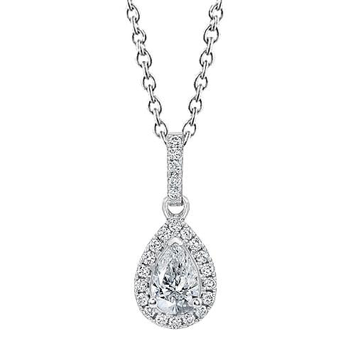 Collana con pendente a pera e diamanti rotondi in oro bianco 1.45 carati 14K - harrychadent.it