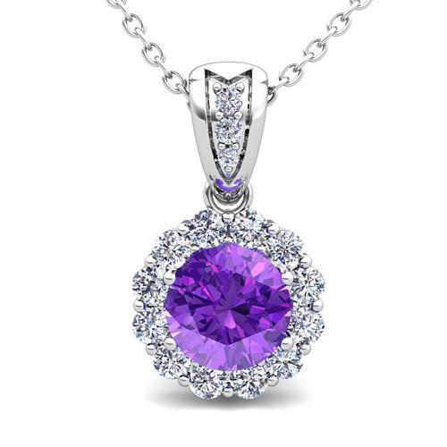 Collana con ciondolo in ametista e diamante taglio rotondo da 9,90 carati - harrychadent.it