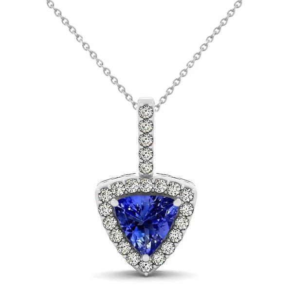 Collana con ciondolo in oro bianco 14 kt con tanzanite blu e diamanti 17 ct - harrychadent.it