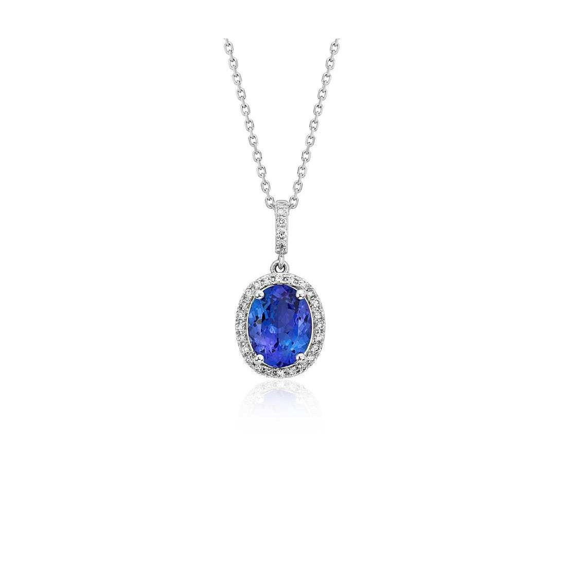 Collana con ciondolo in oro con catena e tanzanite da 4,55 ct con diamanti - harrychadent.it