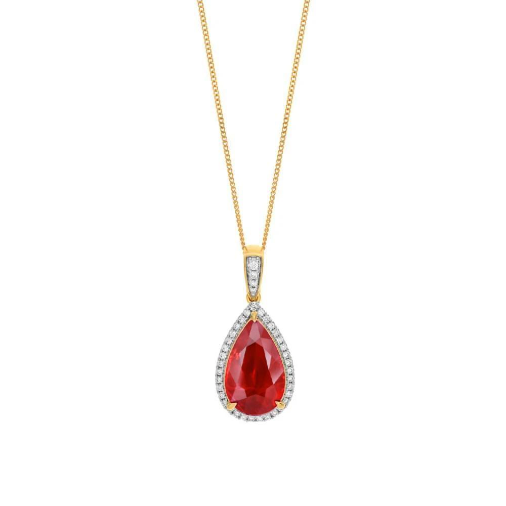 Collana con ciondolo in oro giallo 14K 4.50 carati con rubini e diamanti Novità - harrychadent.it