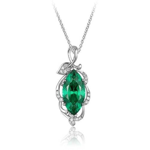 Collana con ciondolo in pietra preziosa verde smeraldo e diamante 5,35 ct. WG 14K - harrychadent.it