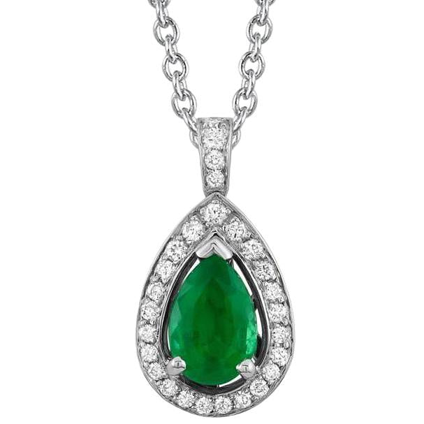 Collana con ciondolo in pietra preziosa verde smeraldo e diamante 8.35 carati WG 14K - harrychadent.it