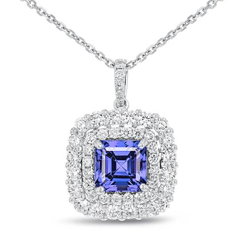 Collana con ciondolo in tanzanite blu 2.75 carati con diamanti in oro bianco - harrychadent.it