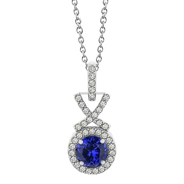 Collana con ciondolo in tanzanite e diamante in oro bianco 3 carati 14K - harrychadent.it