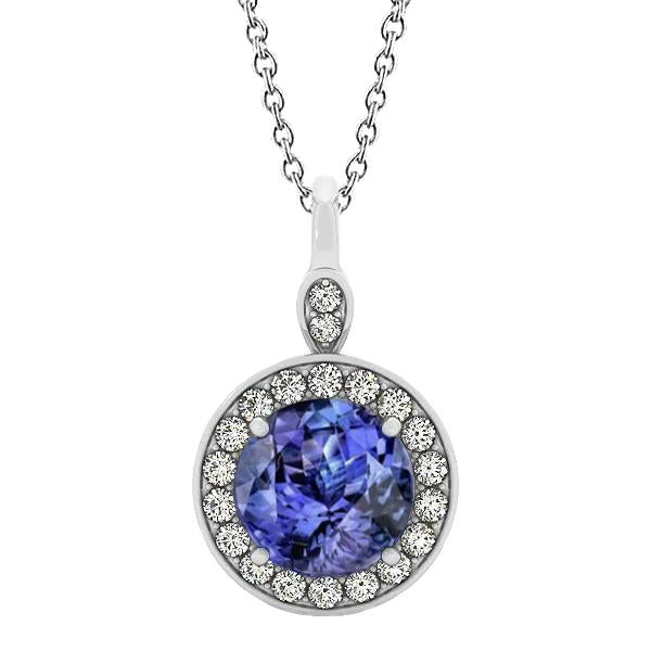 Collana con ciondolo in tanzanite e diamanti a taglio brillante da 4.20 carati - harrychadent.it