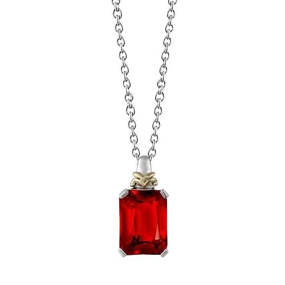 Collana con ciondolo rubino rosso con catena in oro 6 carati 14K - harrychadent.it