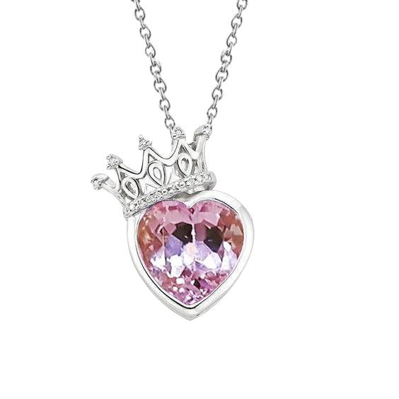 Collana con diamanti e ciondolo a cuore con Kunzite rosa 15.50 carati in oro 14K - harrychadent.it