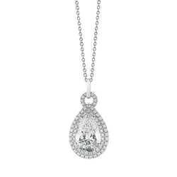 Collana con pendente con Pera da 5,50 carati e diamante a taglio rotondo in oro bianco 14K