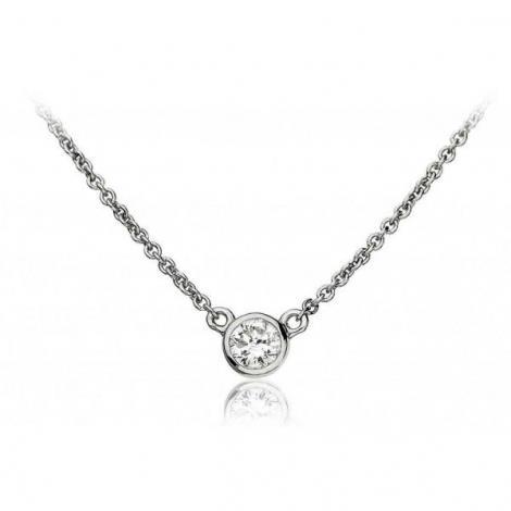 0,75 carati con castone rotondo incastonato con ciondolo collana in oro bianco 14 carati - harrychadent.it