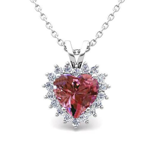 Collana con pendente da donna con catena da 3,50 ct. Zaffiro Rosa E Oro 14K - harrychadent.it