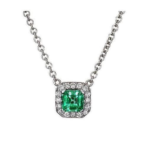 Collana con pendente in oro bianco 14K 9 ct verde smeraldo con diamanti - harrychadent.it