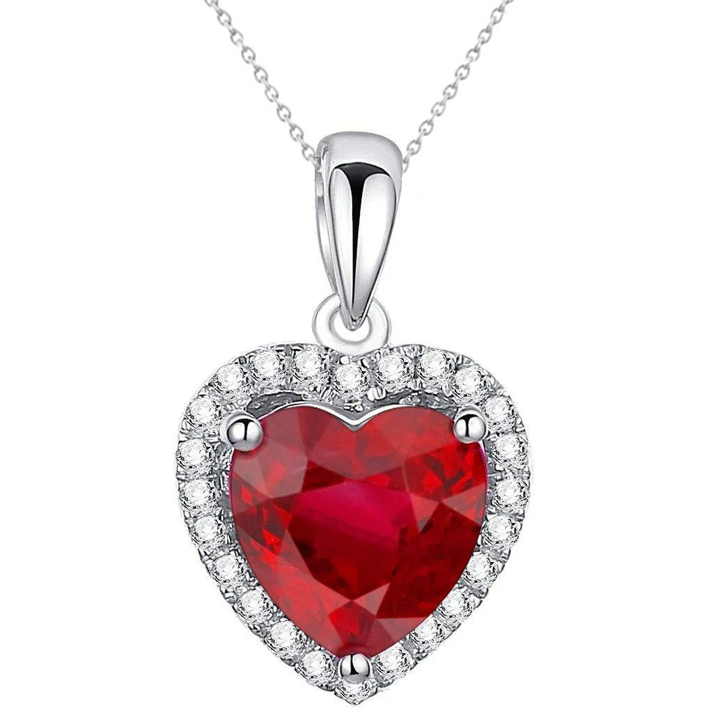 Collana con pendente in oro bianco 14K . con rubini e diamanti da 3.25 carati - harrychadent.it