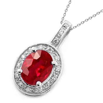 Collana con pendente in oro bianco 14K . con rubini e diamanti da 4.80 carati - harrychadent.it
