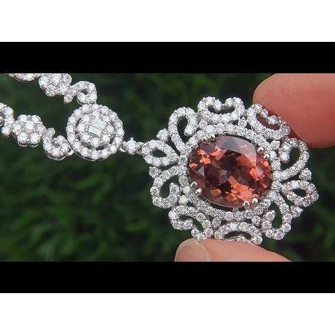 Collana con pendente in oro bianco 14K . con tormalina e diamanti da 16.00 ct - harrychadent.it