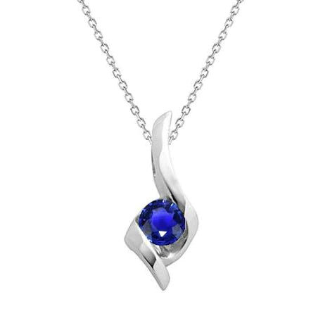 Collana con pendente solitario con zaffiro rotondo stile intrecciato 0,50 carati - harrychadent.it