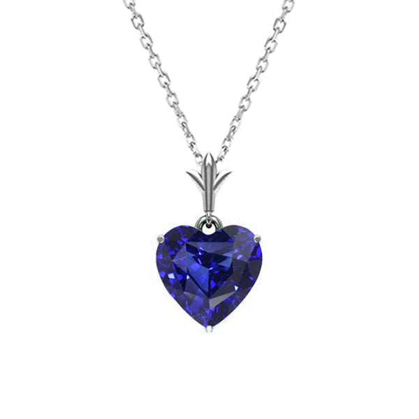 Collana con zaffiro dello Sri Lanka a cuore con ciondolo solitario in oro 14K 2 carati - harrychadent.it