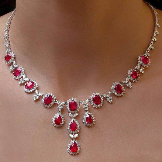 Collana da donna con rubini e diamanti in oro bianco 48 kt 14K - harrychadent.it