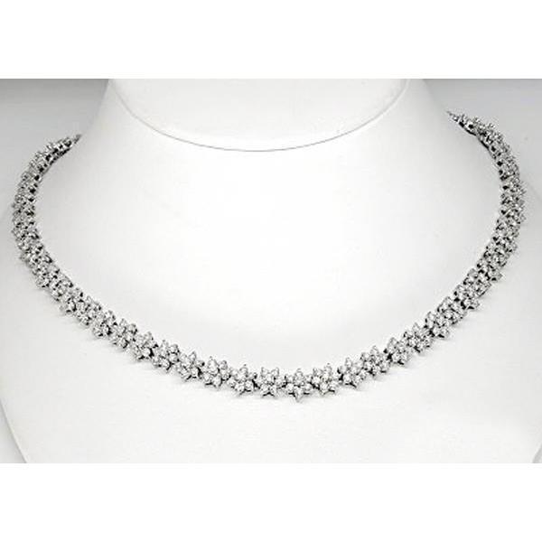 Collana da donna in oro bianco 14K con taglio rotondo 15 carati e diamanti - harrychadent.it