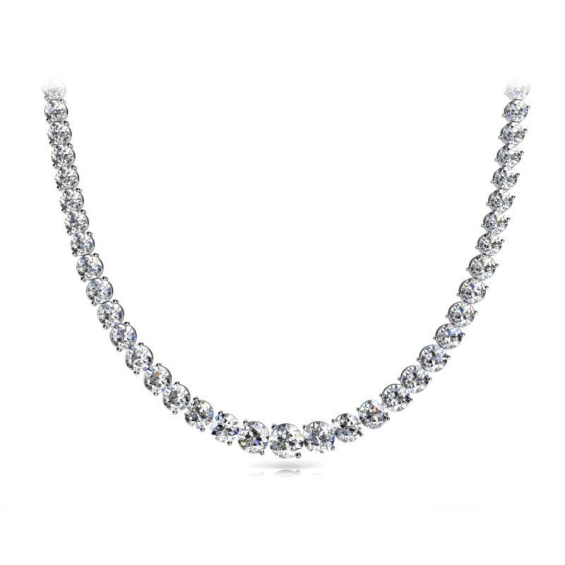 Collana da tennis da donna con diamanti tondi 13 carati in oro bianco 14K - harrychadent.it