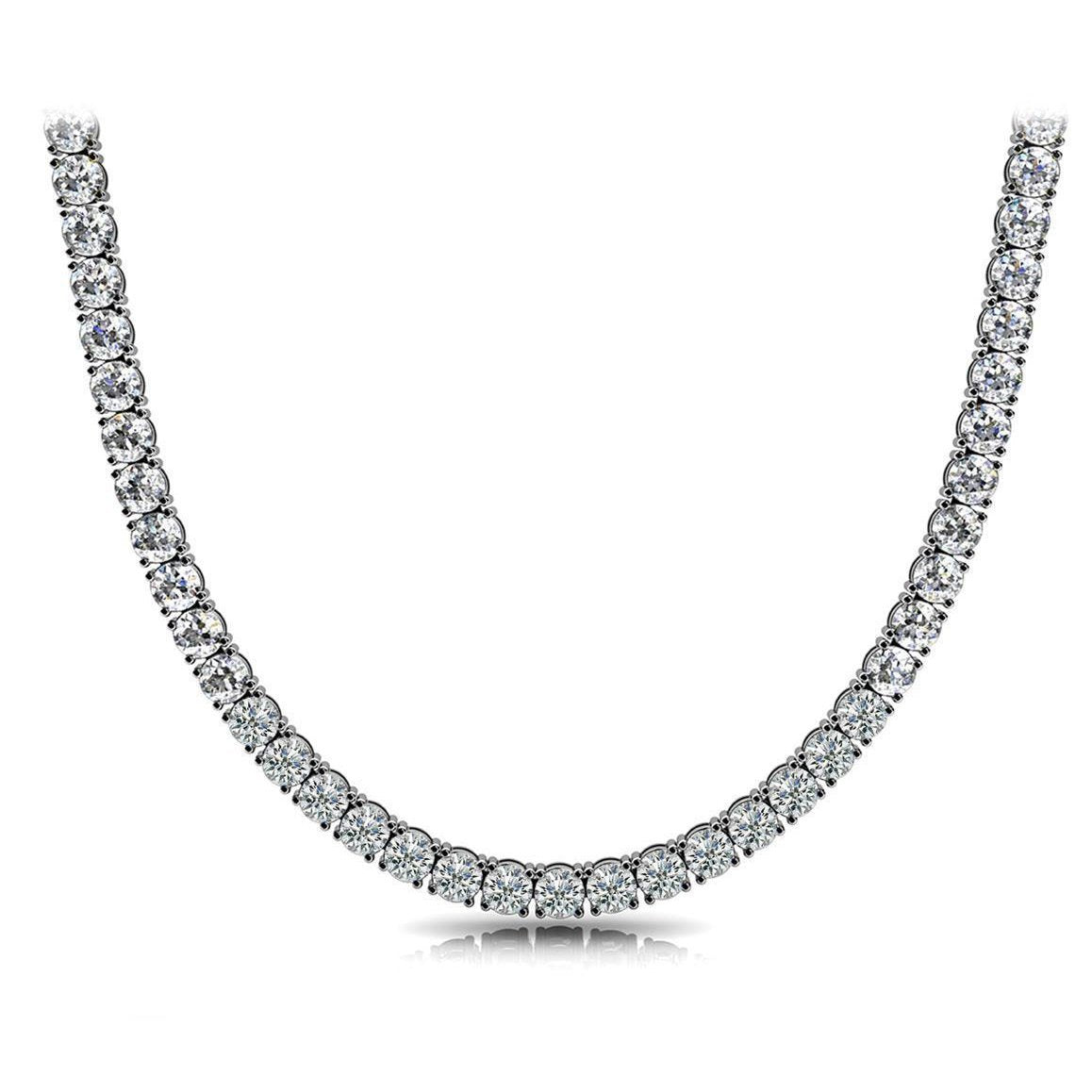 Collana da tennis da donna in oro bianco 14K con diamanti rotondi da 19 kt incastonati - harrychadent.it