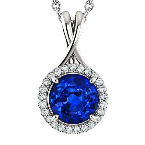 Collana con ciondolo in grande zaffiro di Ceylon e diamanti da 3.25 ct - harrychadent.it